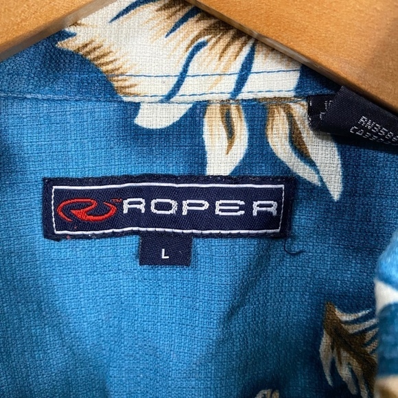 Roper Men's Teal Western Cowboy Print Short Sleeve Button Up Shirt Large‎ - Picture 5 of 11